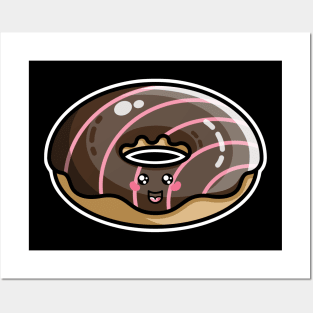 Kawaii Cute Chocolate Donut Posters and Art